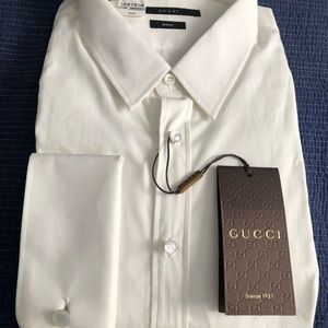 Men’s French Cuff White Gucci Skinny Dress Shirt
